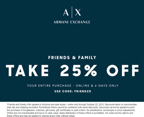 promotional code for armani exchange